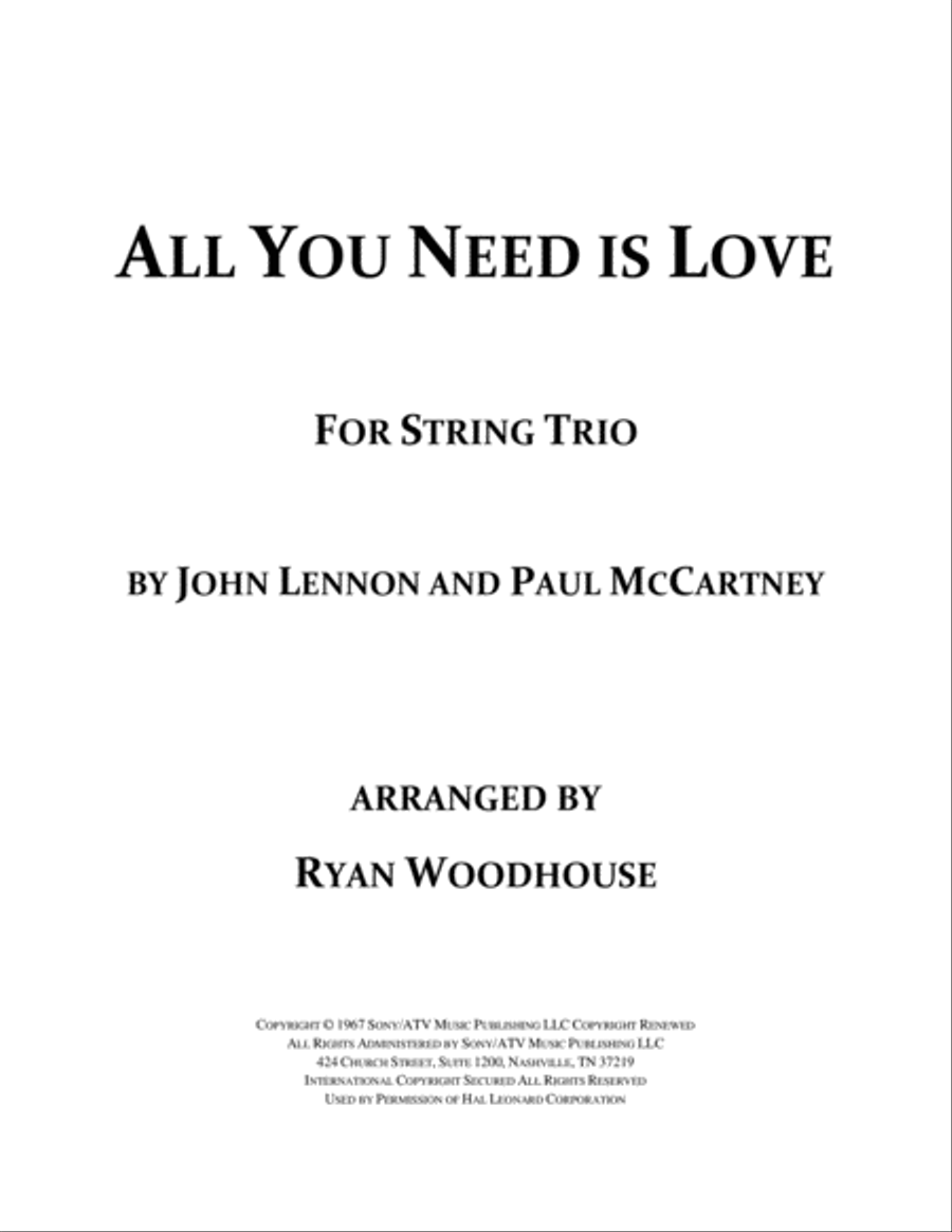 All You Need Is Love All You Need Is Love String Trio scores gallery preview page 1