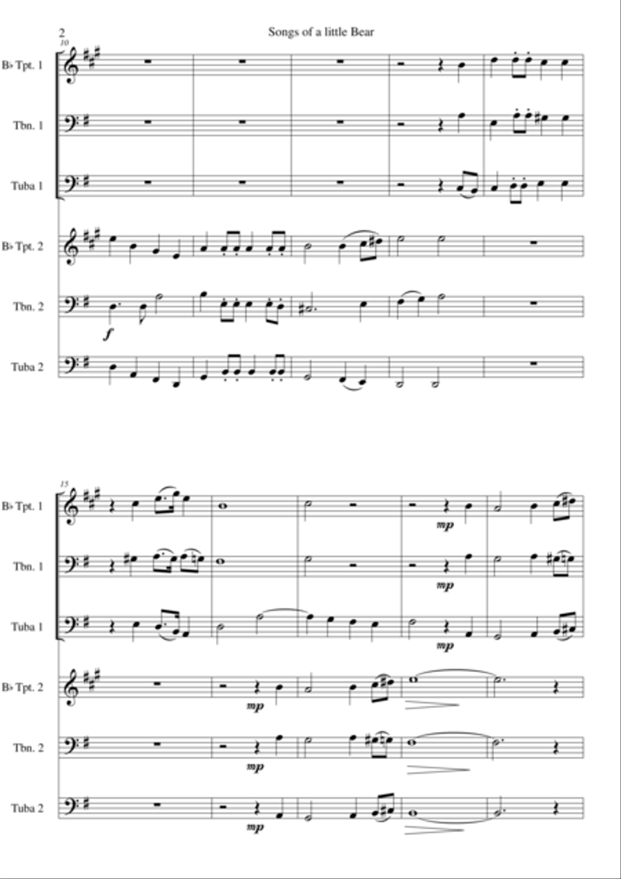 Songs of a little Bear for brass sextet Brass Ensemble scores gallery preview page 2