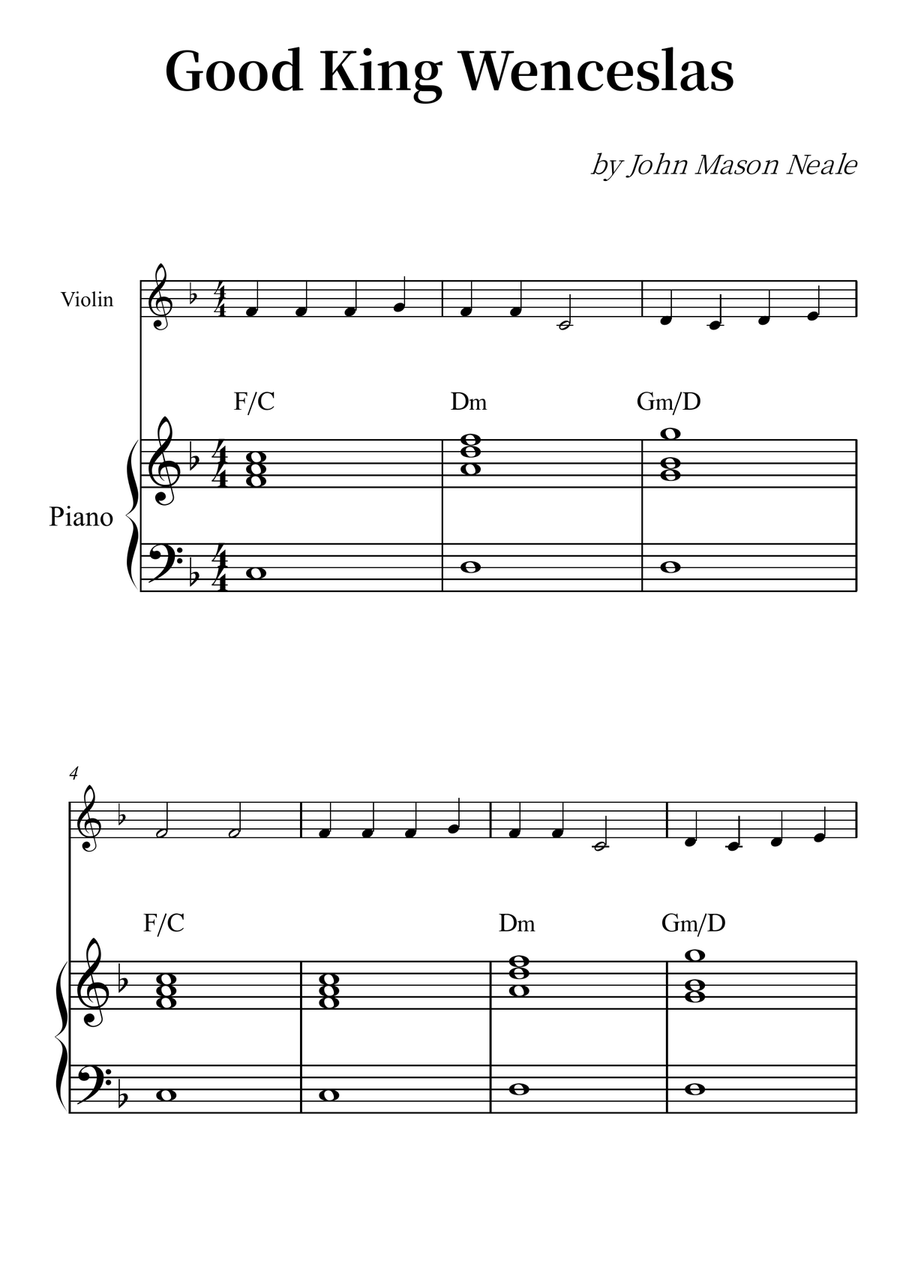 Good King Wenceslas Violin Solo scores gallery preview page 1