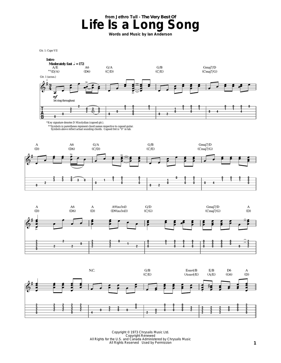 Life Is A Long Song Life Is A Long Song Acoustic Guitar scores gallery preview page 1