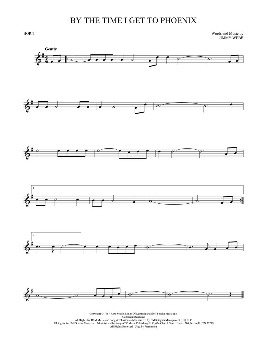 By The Time I Get To Phoenix Horn Solo scores gallery preview page 1
