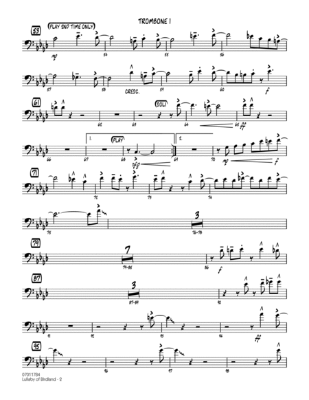 Lullaby Of Birdland - Trombone 1