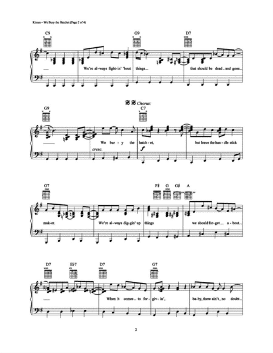 We Bury the Hatchet Piano, Vocal, Guitar scores gallery preview page 2