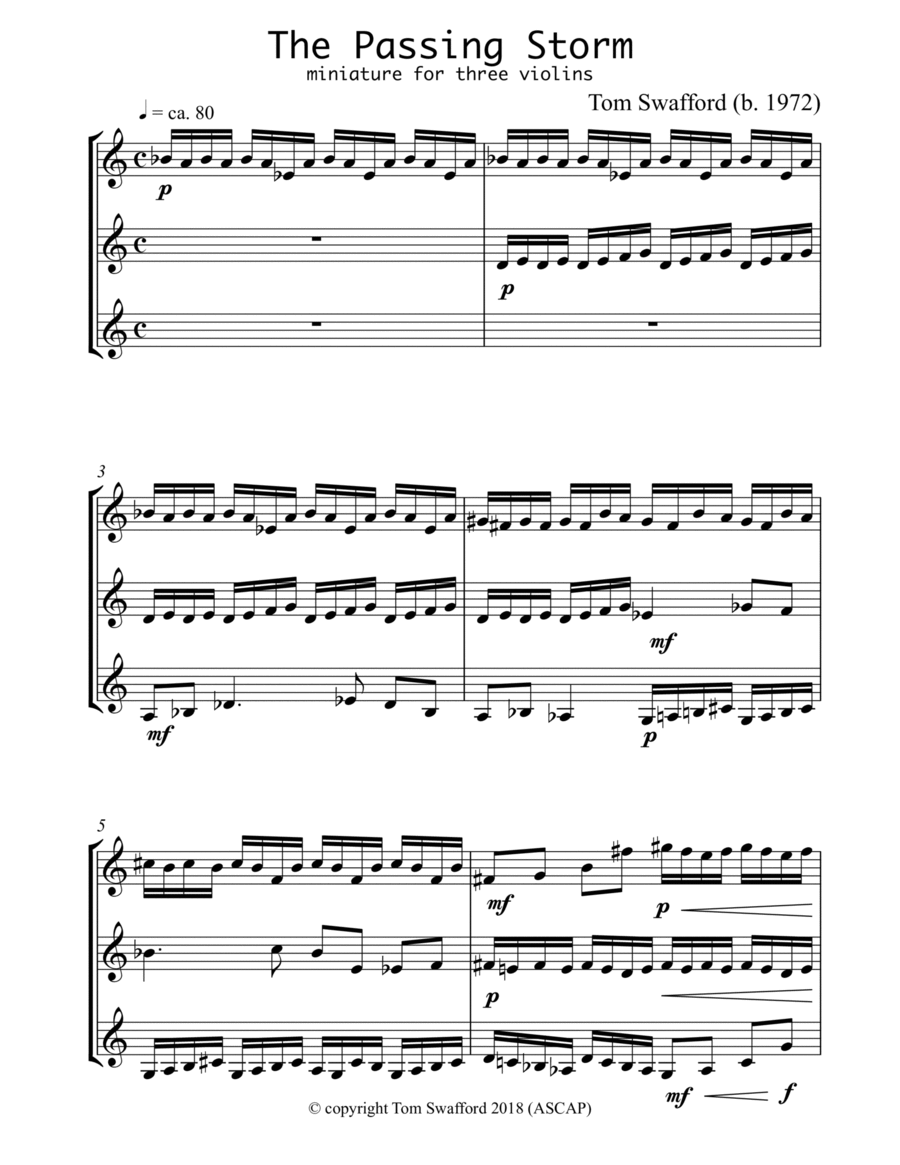 The Passing Storm - miniature for three violins Small Ensemble scores gallery preview page 1