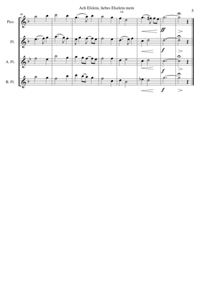 Ach Elslein, liebes Elselein mein for flute quartet (piccolo, flute, alto flute and bass flute) image number null