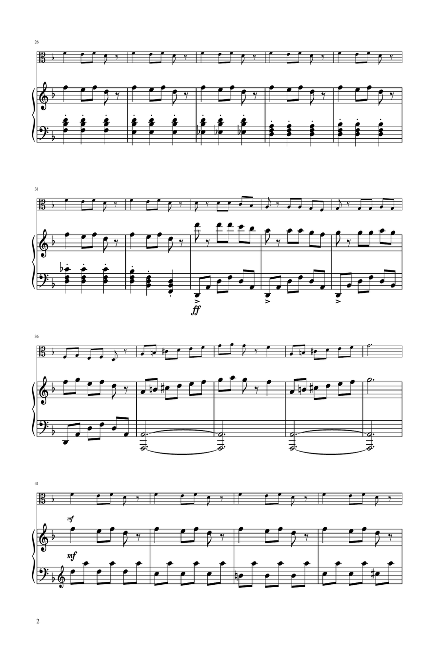 Carol of The Bells - Viola Solo w/ Piano Piano scores gallery preview page 2