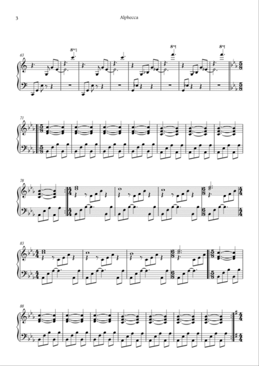 Alphecca ( piano solo Minimalism ) Piano Method scores gallery preview page 3
