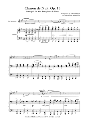Chanson de nuit Op. 15 arranged for Alto Saxophone and Piano