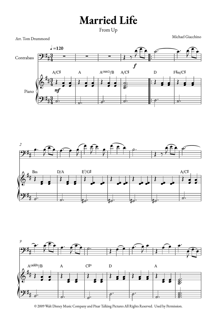 Married Life Married Life Double Bass scores gallery preview page 1