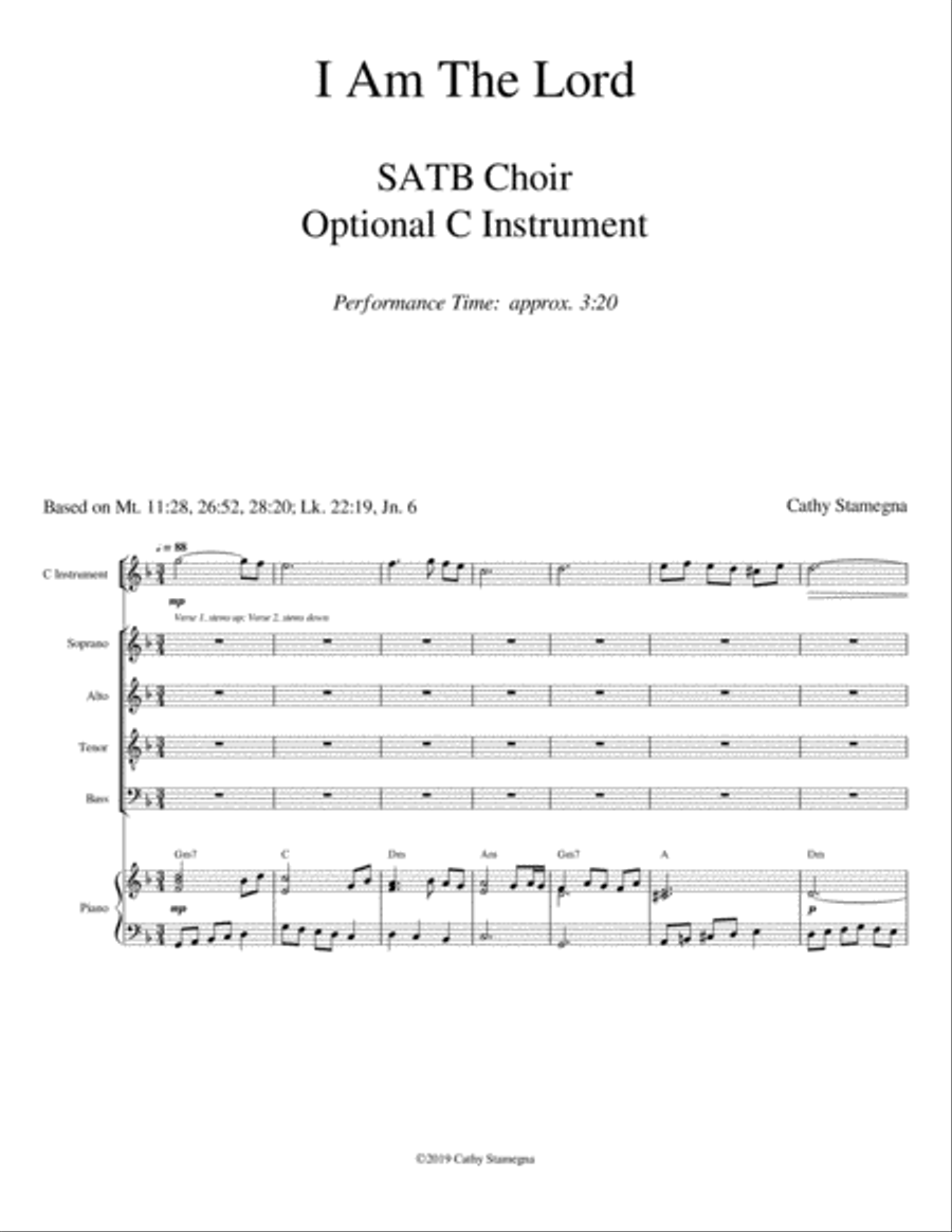 I Am the Lord (SATB Choir, Chords, Optional C Instrument, Accompanied) 4-Part scores gallery preview page 3