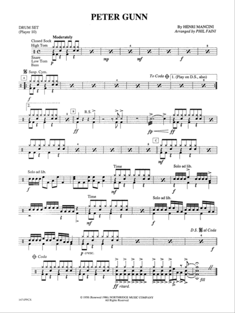 Peter Gunn: Drums Percussion Ensemble scores gallery preview page 1