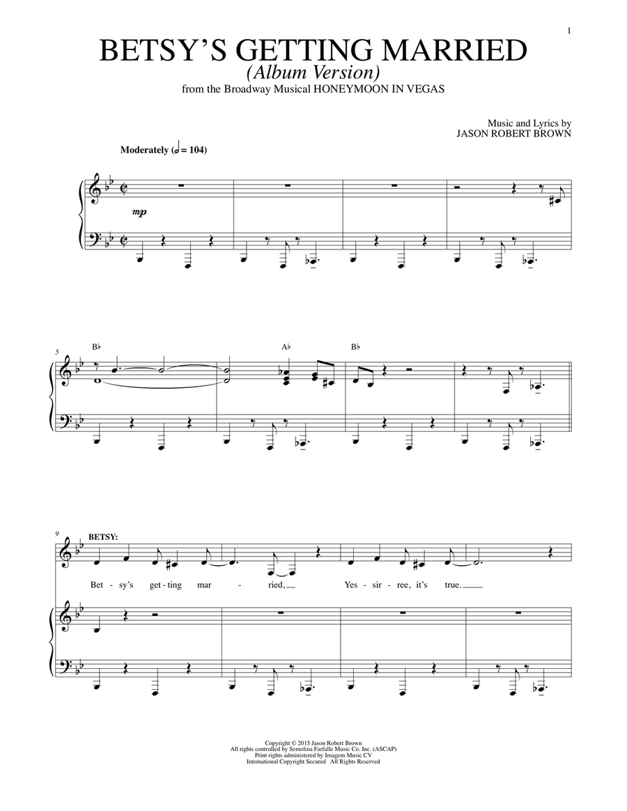 Betsy's Getting Married (Cast Album Version) (from Honeymoon in Vegas) Voice scores gallery preview page 1