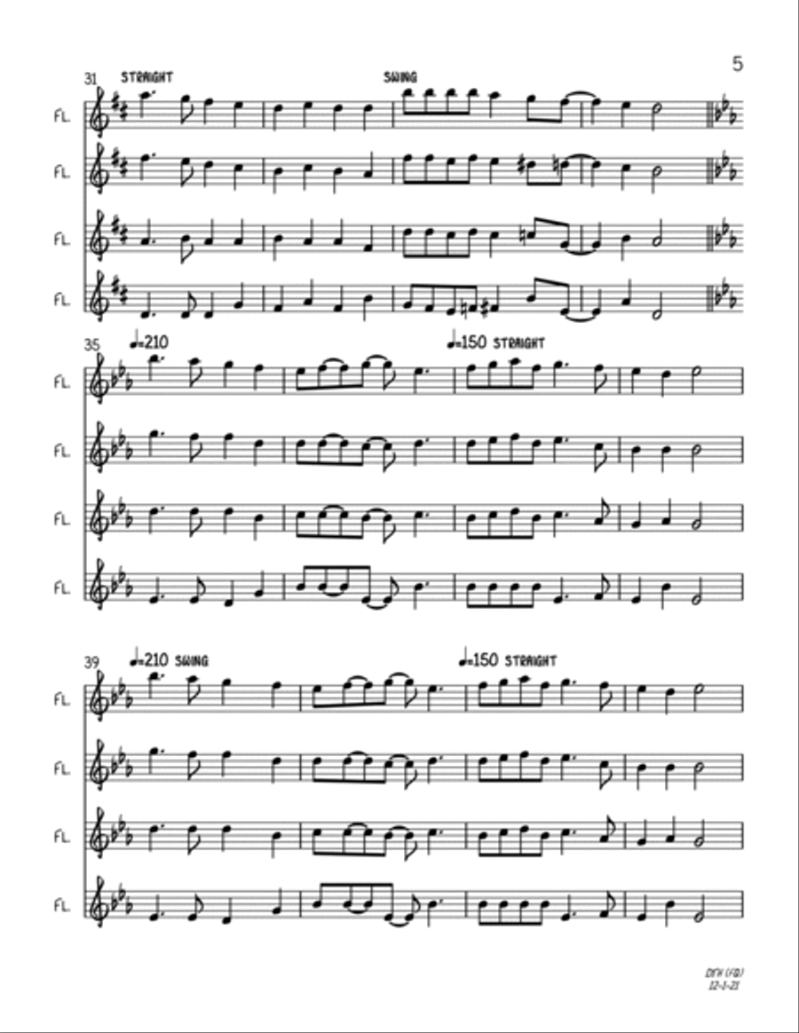 Deck The Halls (Flute Quartet) Flute Quartet scores gallery preview page 5