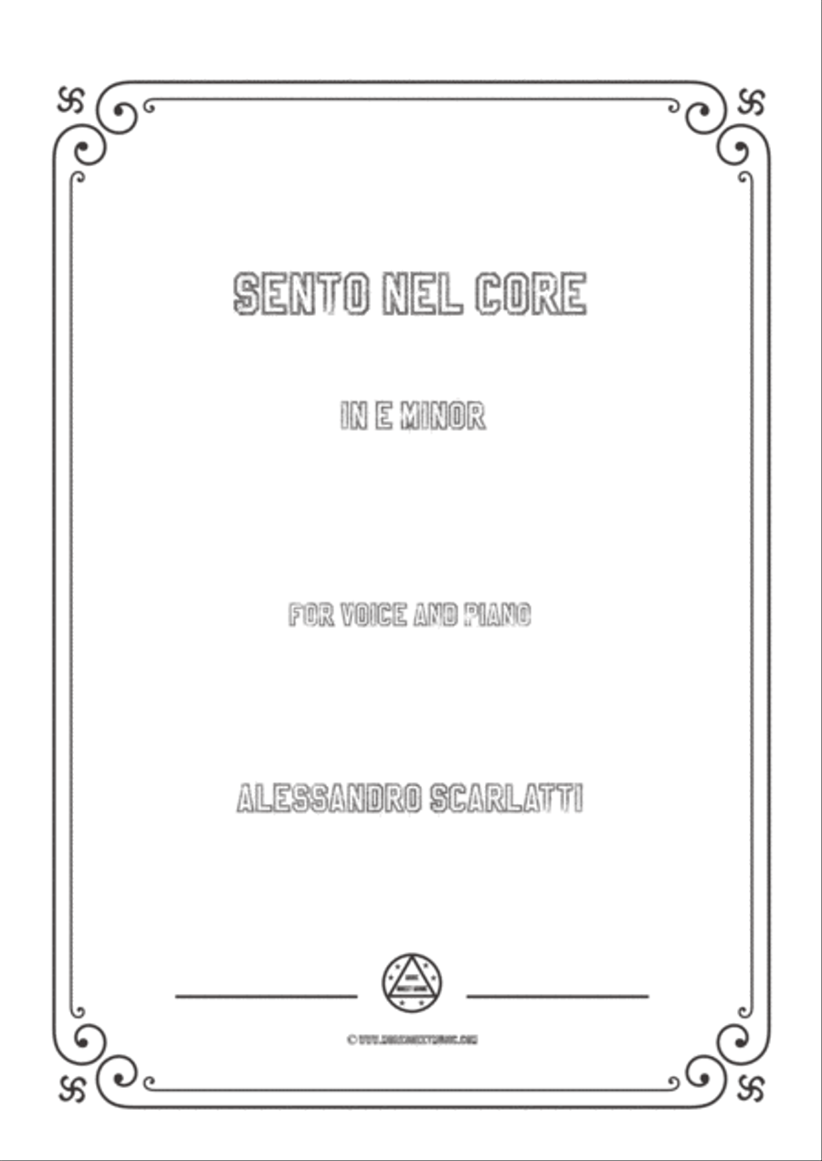Scarlatti-Sento nel core in e minor,for Voice and Piano Voice Solo scores gallery preview page 1