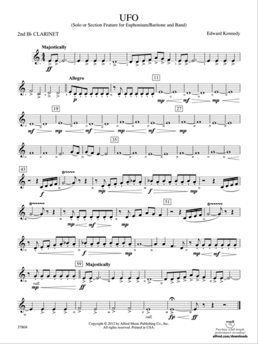 UFO: 2nd B-flat Clarinet Concert Band scores gallery preview page 1