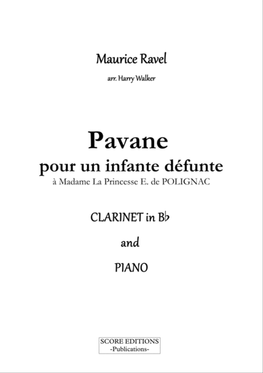 Pavane Pour Une Infante Défunte (Maurice Ravel) for Clarinet in B-flat and Piano B-Flat Clarinet scores gallery preview page 2
