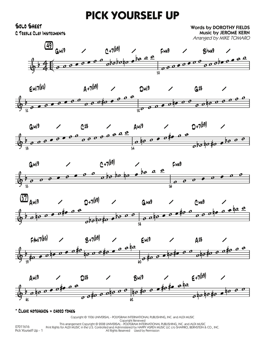 Pick Yourself Up - C Solo Sheet Jazz Ensemble scores gallery preview page 1