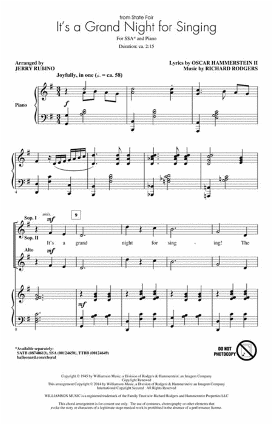 It's a Grand Night for Singing SSA scores gallery preview page 2