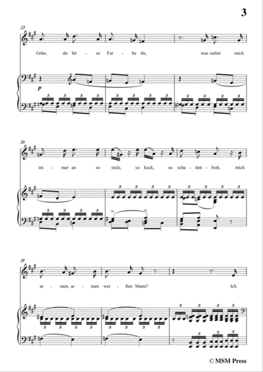 Schubert-Die böse Farbe,from 'Die Schöne Müllerin',Op.25 No.17,in A Major,for Voice&Piano Voice scores gallery preview page 5