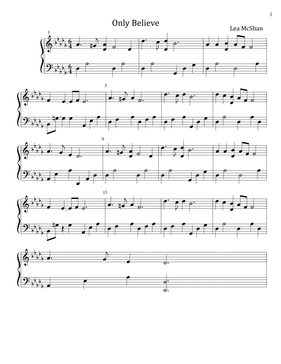 Only Believe Piano Solo scores gallery preview page 1