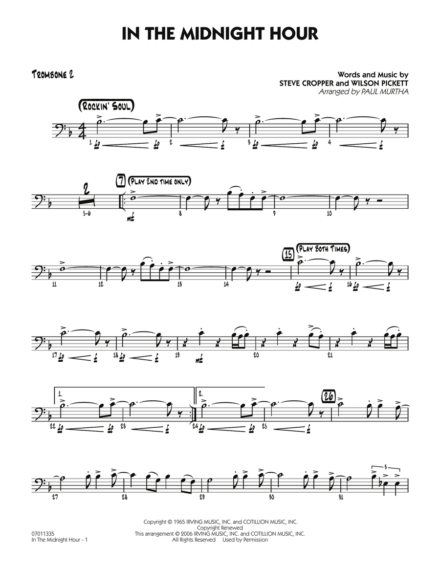In The Midnight Hour - Trombone 2 Jazz Ensemble scores gallery preview page 1