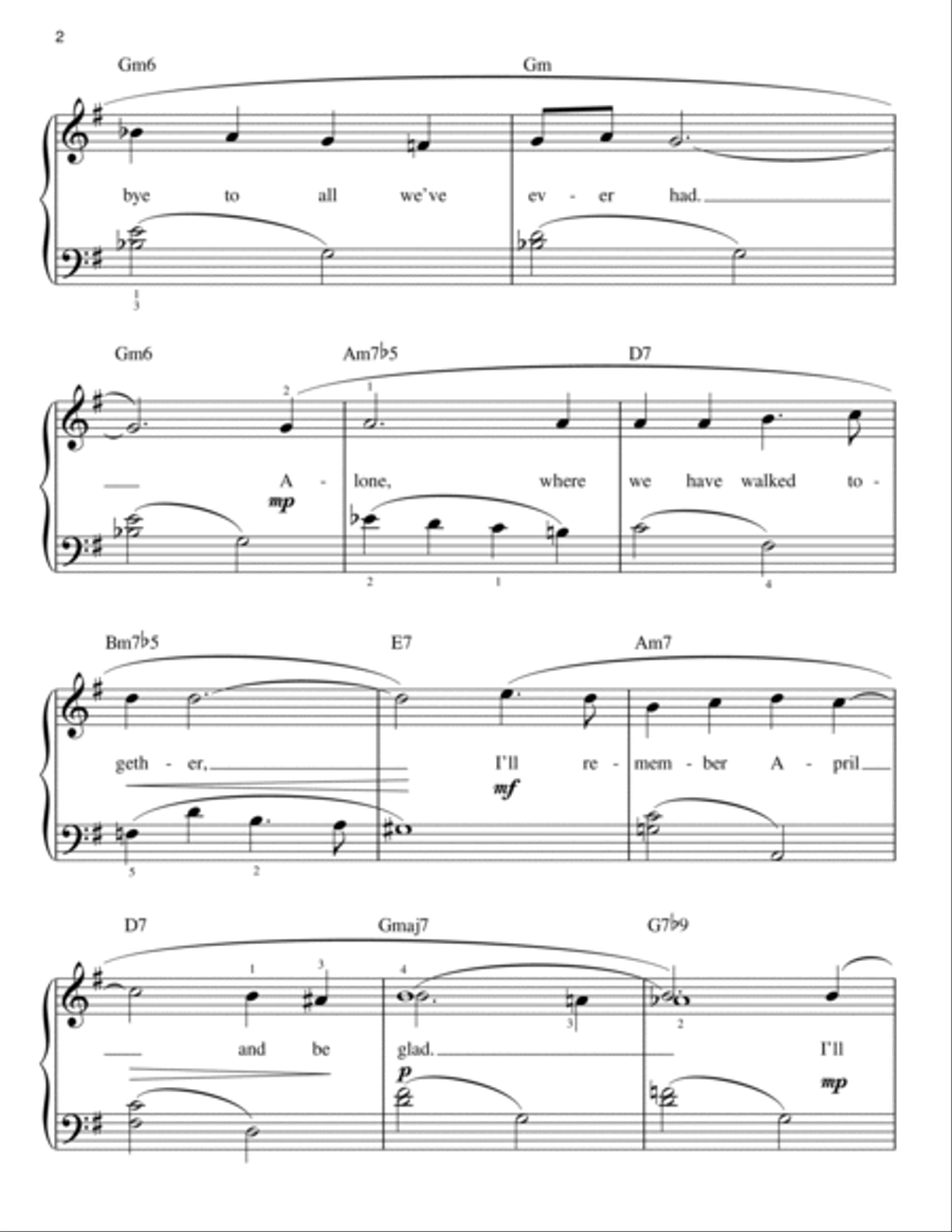 I'll Remember April (arr. Phillip Keveren) Easy Piano scores gallery preview page 2