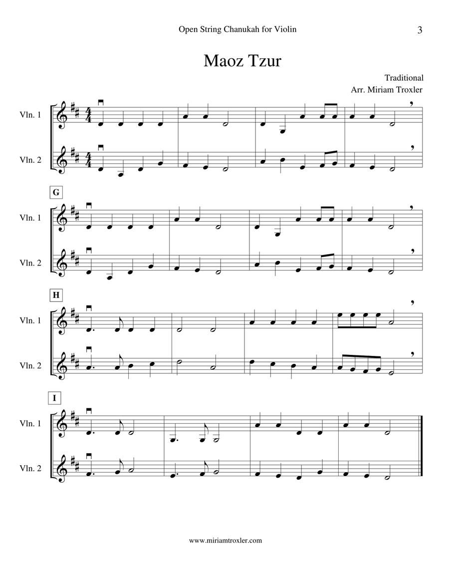 Open String Chanukah for Violin Violin Solo scores gallery preview page 3