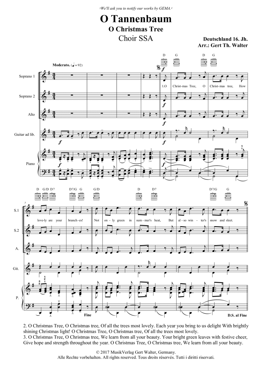 O Christmas Tree SSA scores gallery preview page 1