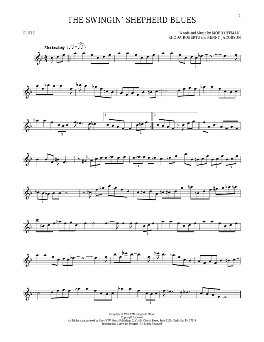 The Swingin' Shepherd Blues Flute Solo scores gallery preview page 1