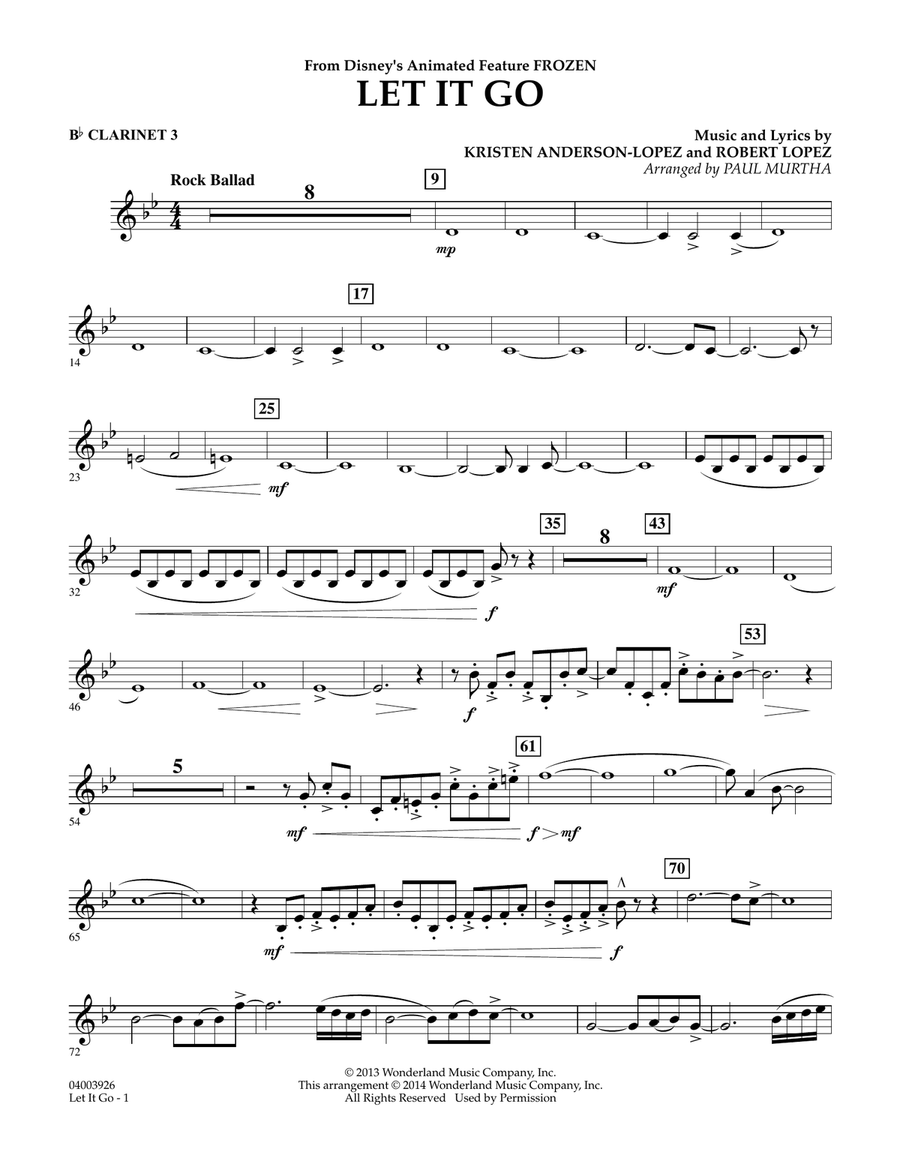 Let It Go - Bb Clarinet 3