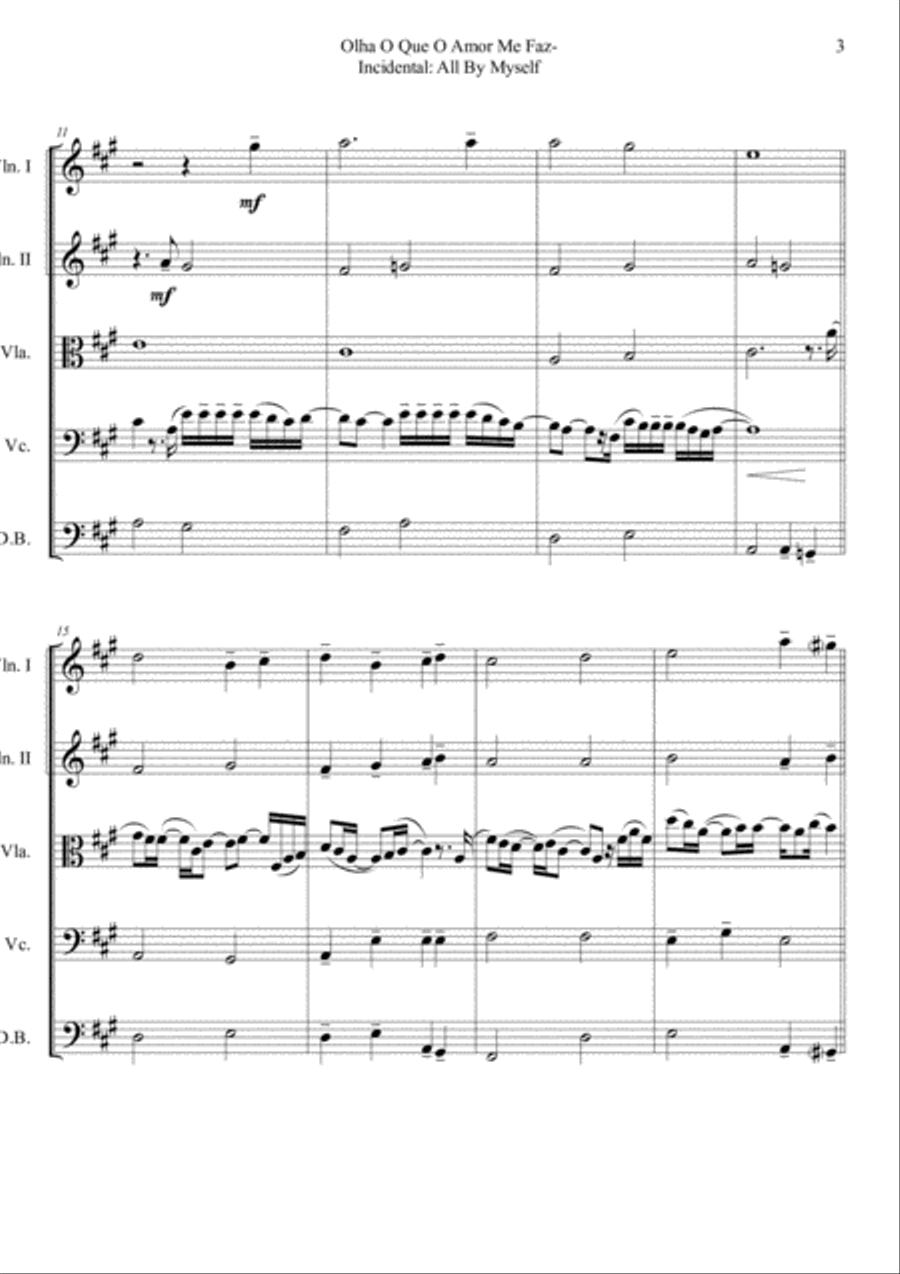 Olha O Que O Amor Me Faz- Incidental: All By Myself String Quartet scores gallery preview page 3