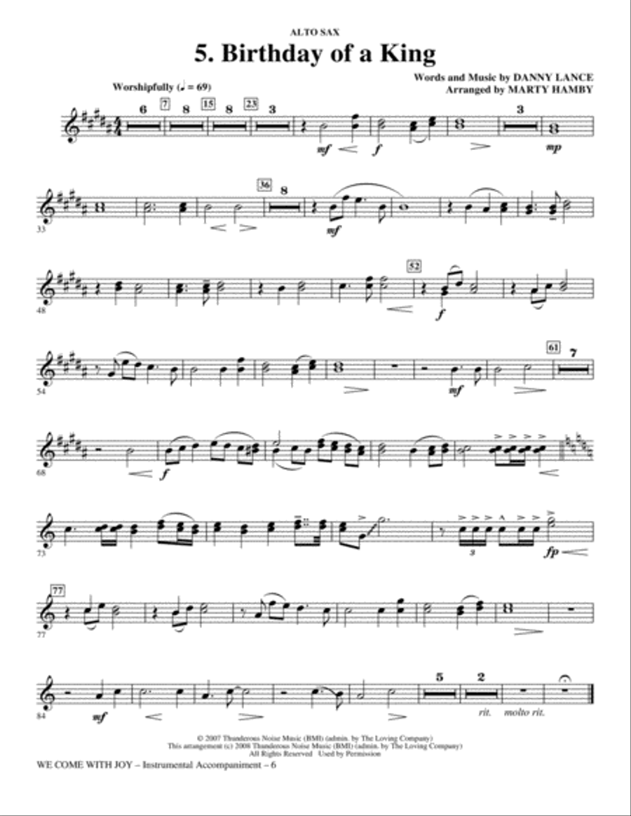 We Come With Joy Orchestration - Alto Sax Choir scores gallery preview page 6