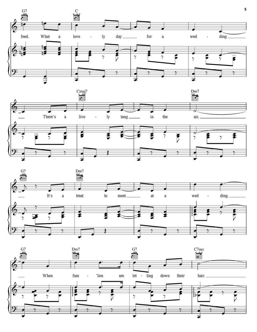 What A Lovely Day For A Wedding Piano, Vocal, Guitar scores gallery preview page 5