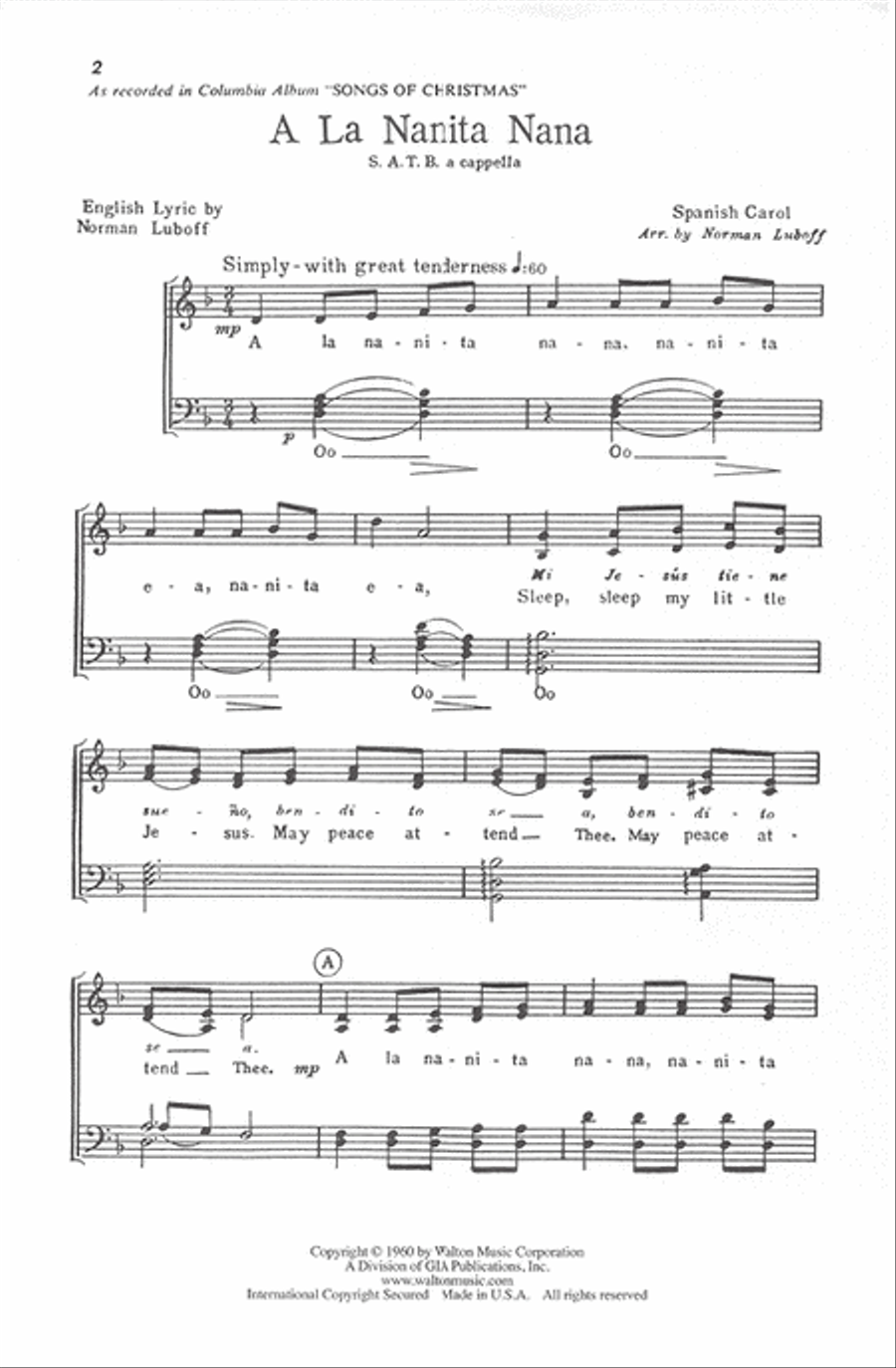 A La Nanita Nana - SATB 4-Part scores gallery preview page 2