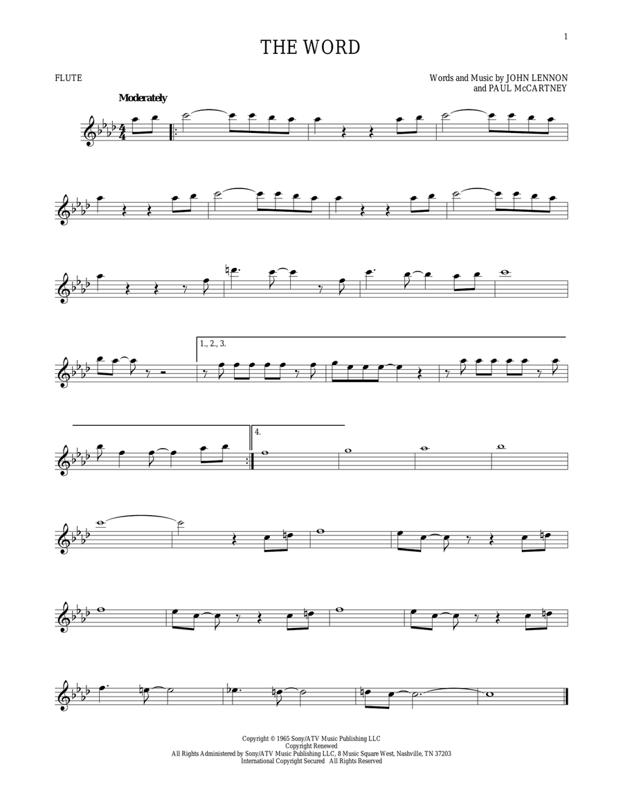 The Word The Word Flute Solo scores gallery preview page 1
