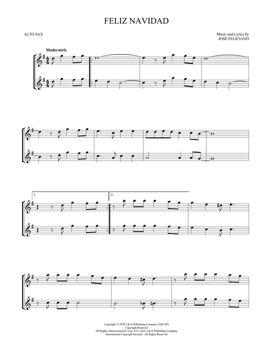 Feliz Navidad Feliz Navidad Woodwind Duet scores gallery preview page 1