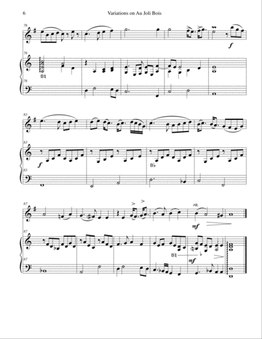 Variations on au Joli Bois for cor anglais and harp English Horn scores gallery preview page 6