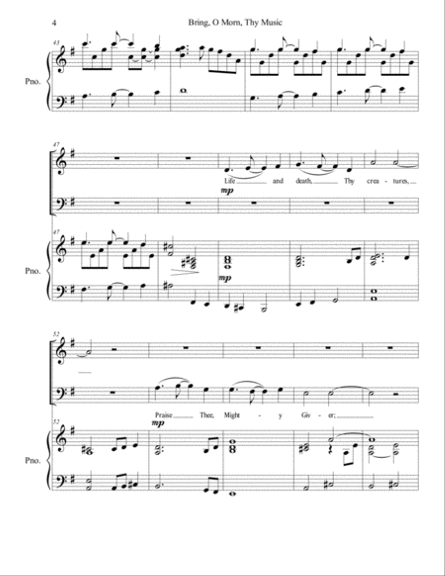 Bring, O Morn, Thy Music (SATB/piano) - Brenda Portman 4-Part scores gallery preview page 4