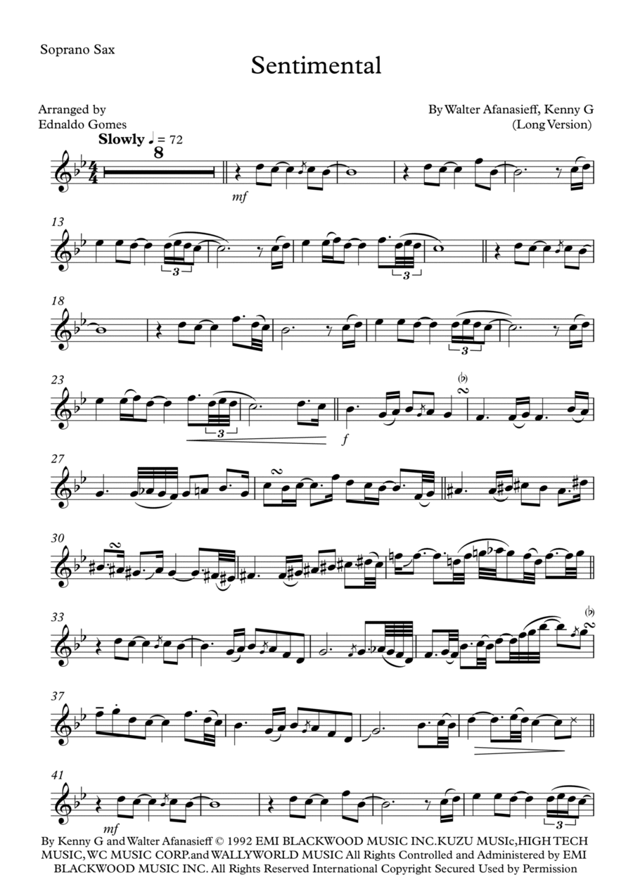 Sentimental Soprano Saxophone scores gallery preview page 1