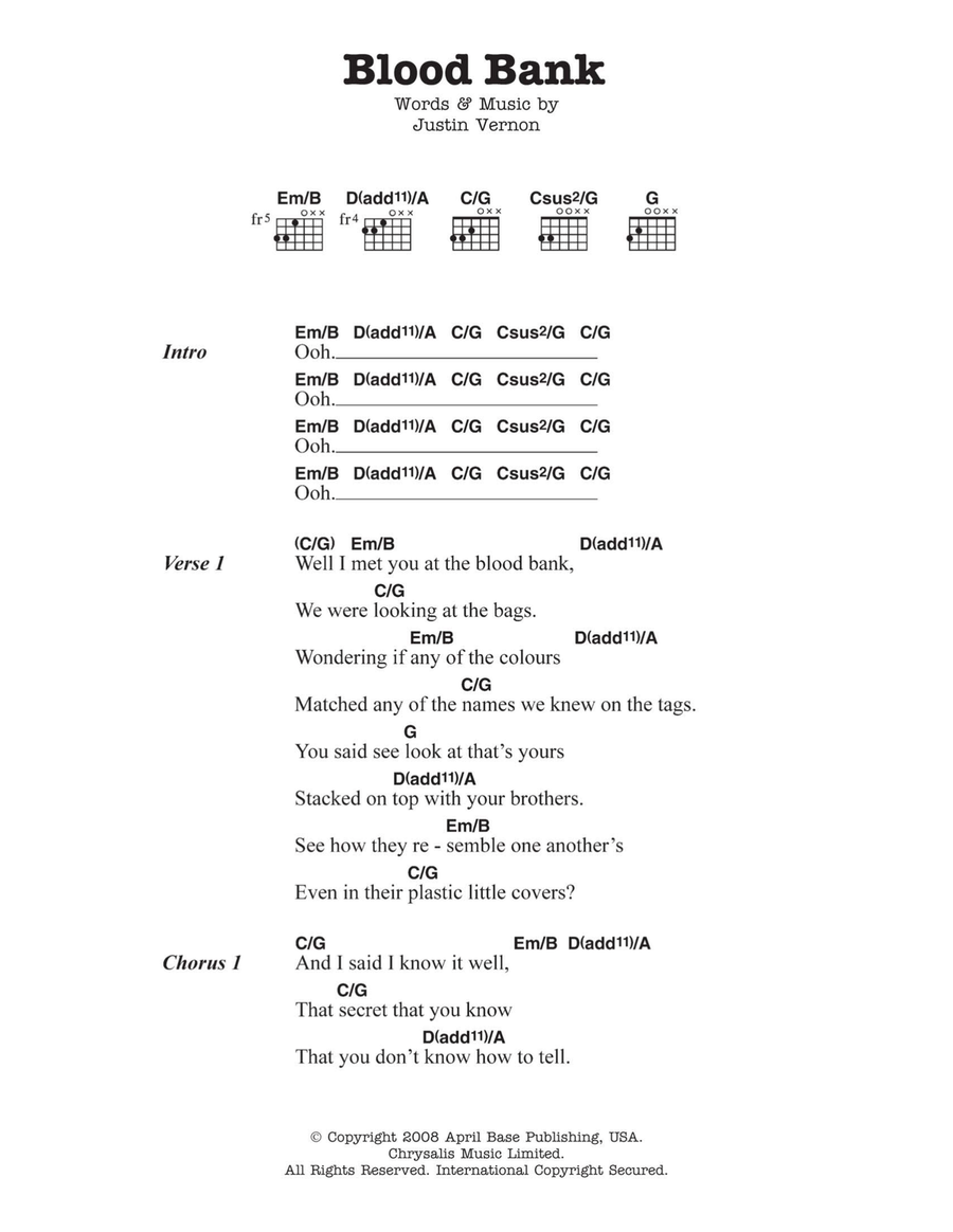 Blood Bank Acoustic Guitar scores gallery preview page 1