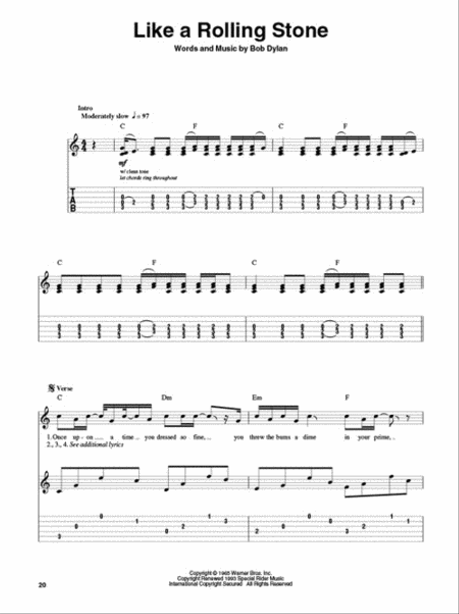 Bob Dylan Guitar Tablature scores gallery preview page 3