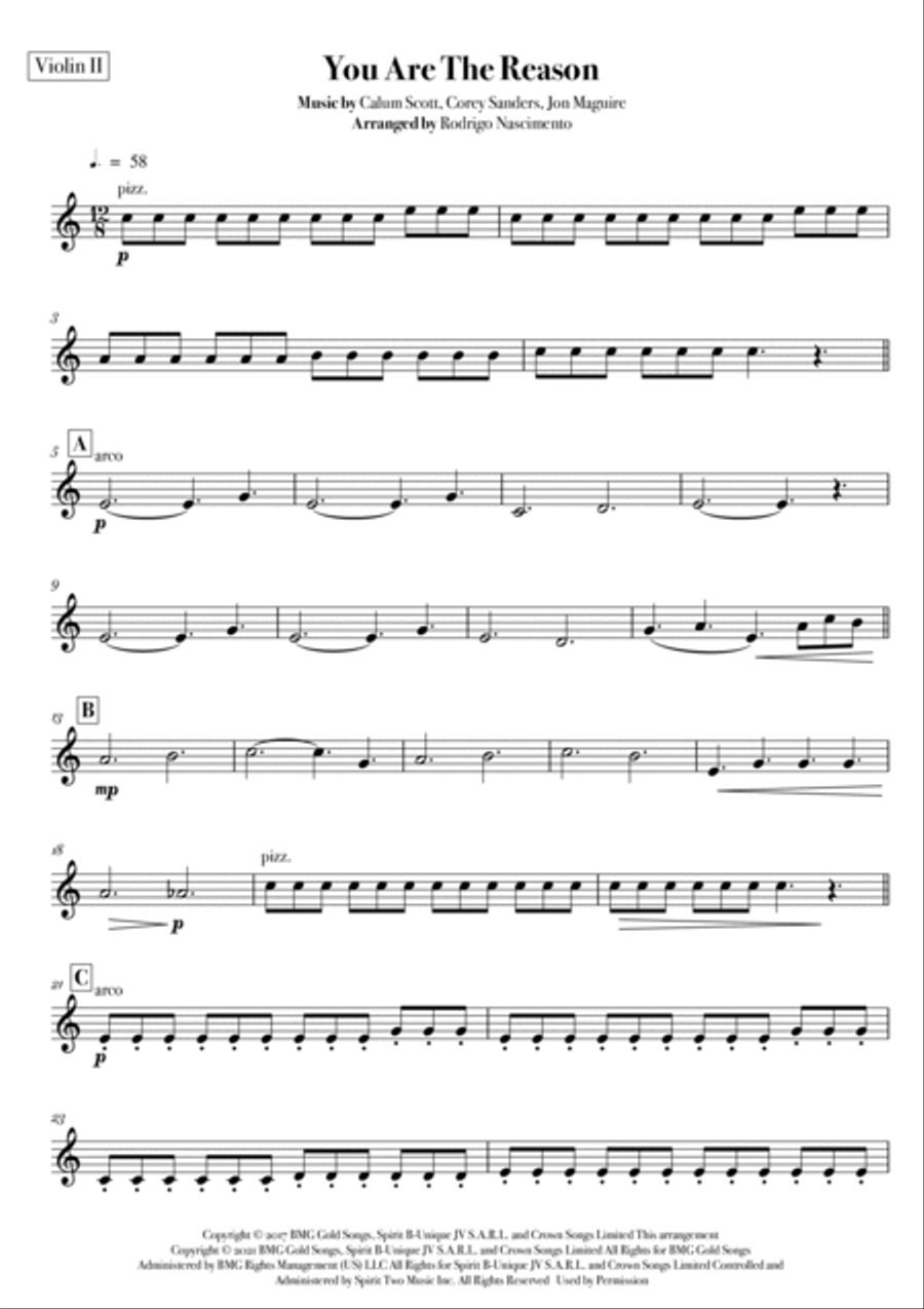 You Are The Reason String Quartet scores gallery preview page 3