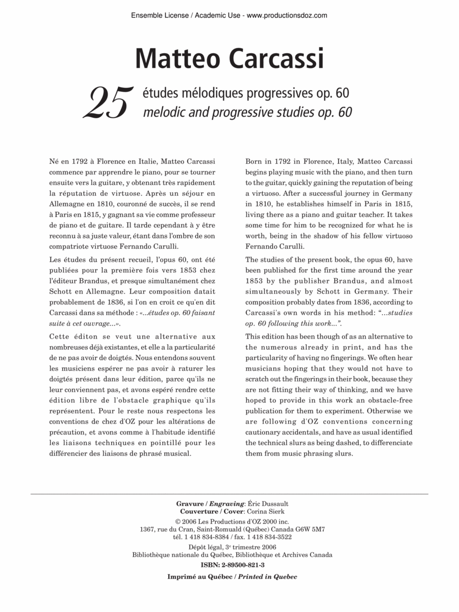 25 Études mélodiques progressives, op. 60 Classical Guitar scores gallery preview page 1