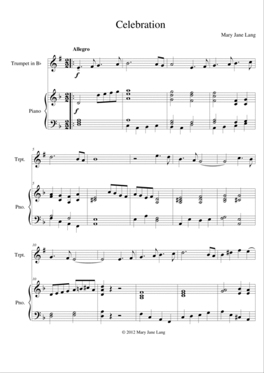 Celebration Trumpet Solo scores gallery preview page 6