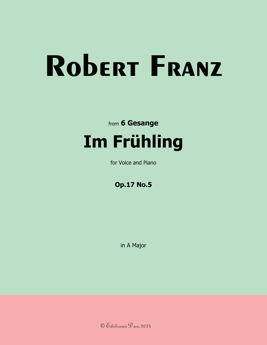 Im Fruhling, by Robert Franz, in A Major Voice scores gallery preview page 1
