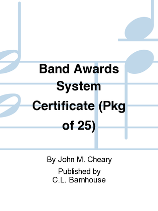 Band Awards System Certificate - Percussion
