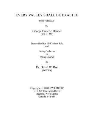 Every Valley Shall Be Exalted (George Frideric Handel (1685-1759) for Bb Clarinet Solo