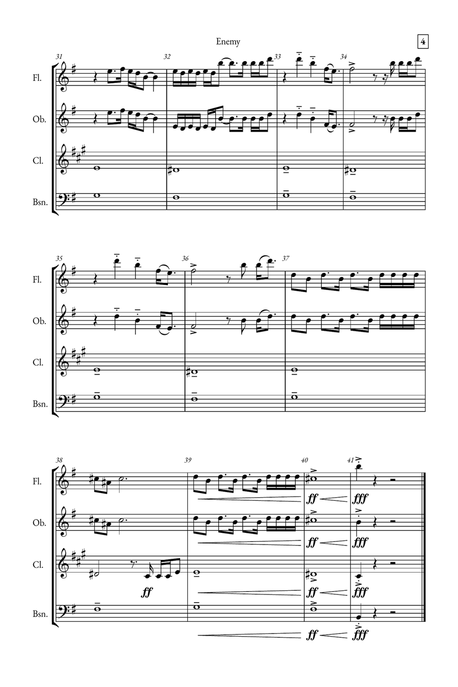 Enemy Woodwind Quartet scores gallery preview page 4