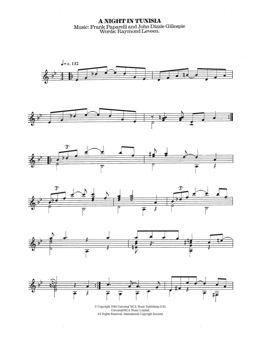 A Night In Tunisia A Night In Tunisia Acoustic Guitar scores gallery preview page 1