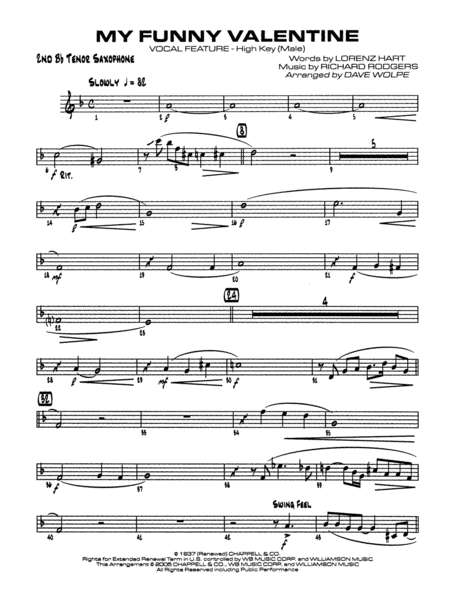 My Funny Valentine: 2nd B-flat Tenor Saxophone